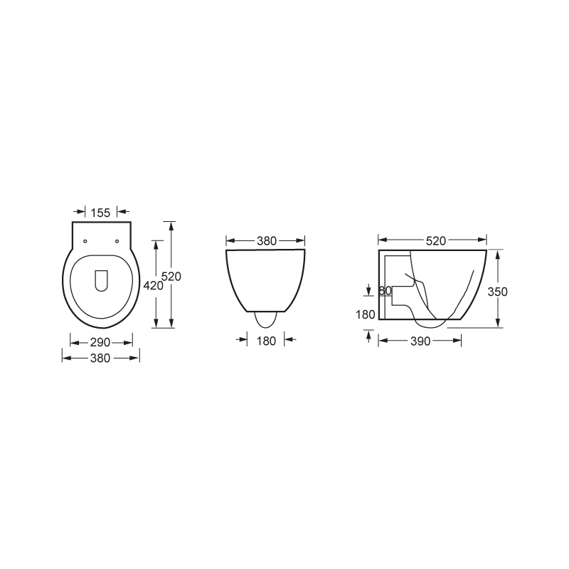 Rimless Wall Hung Toilet With Cistern Concealed Scratch Resistant